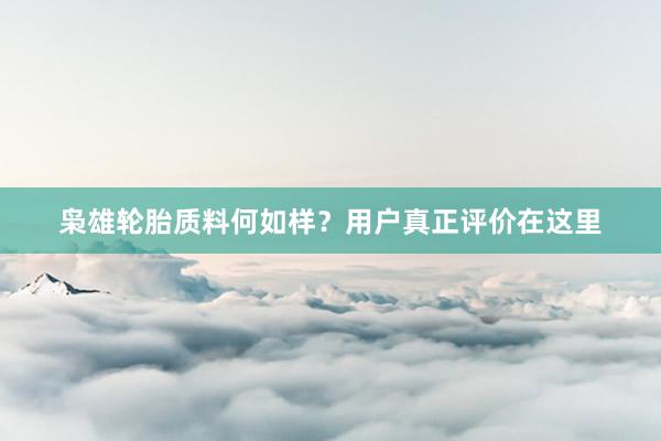 枭雄轮胎质料何如样？用户真正评价在这里