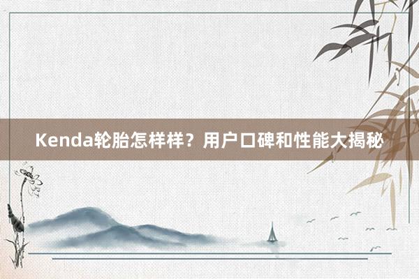 Kenda轮胎怎样样？用户口碑和性能大揭秘