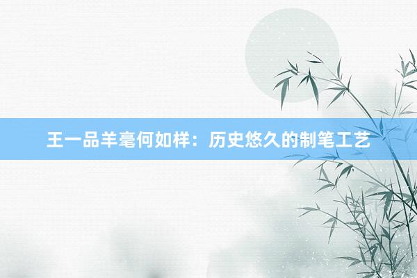 王一品羊毫何如样：历史悠久的制笔工艺